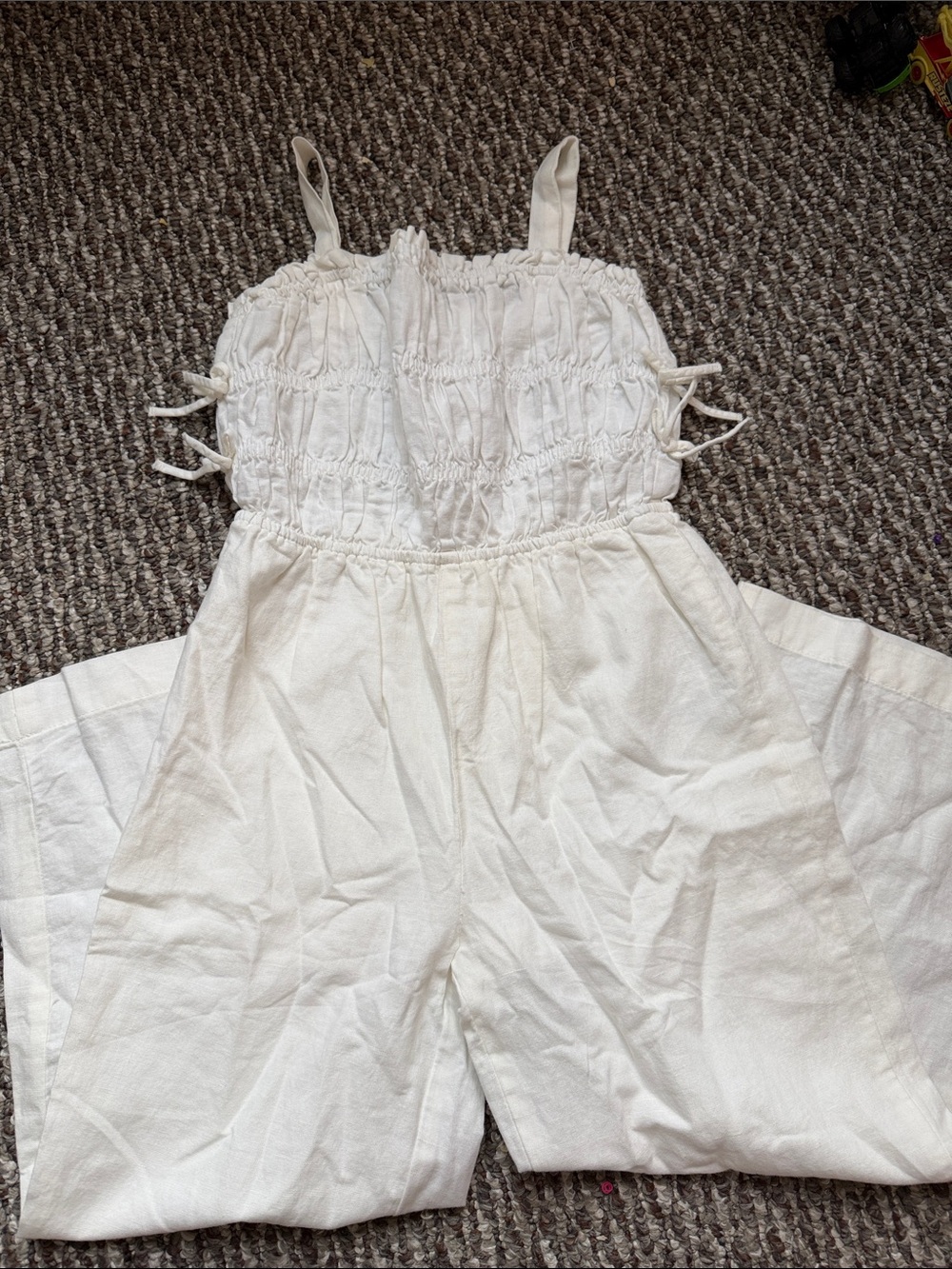 Zara white linen blend Jumpsuit